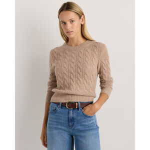 Mongolian Cashmere Shrunken Cable Crewneck Sweater